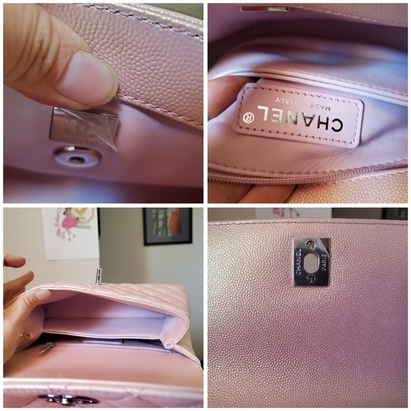 Chanel coco handle iridescent pink mini caviar rainbow and silver hard ware - Picture 10 of 11